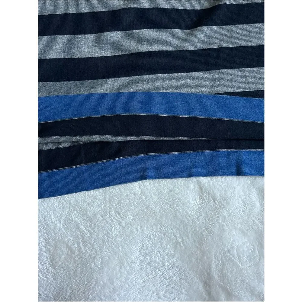 Banana Republic Luxury Blend Navy & Gray Striped Sweater Cashmere Silk XL Mens